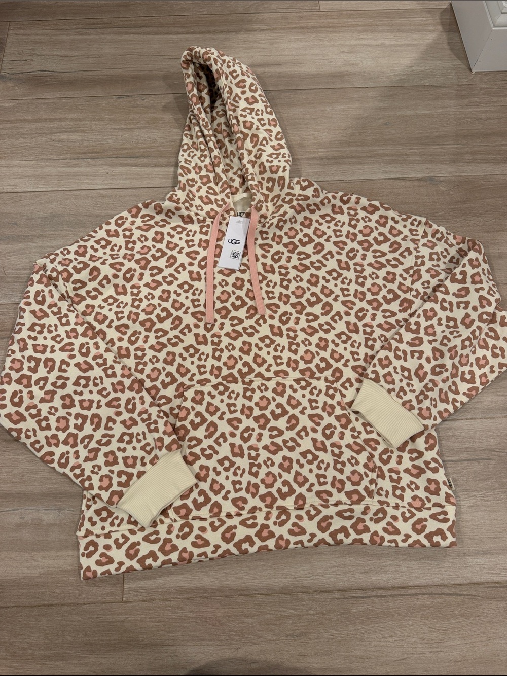 UGG Cream and Pink Leopard Print Hoodie
